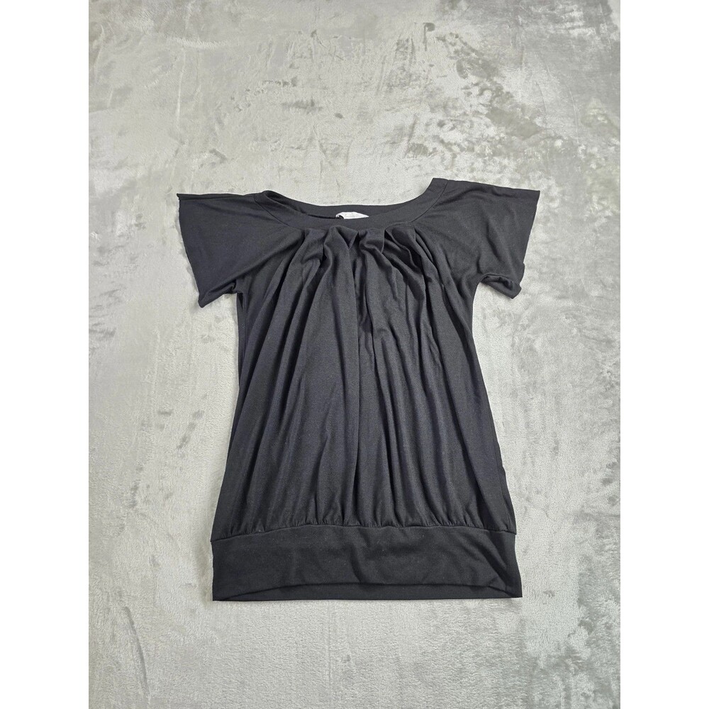 •• Women's Size L Charlotte Russe Blouse Black Banded SS.